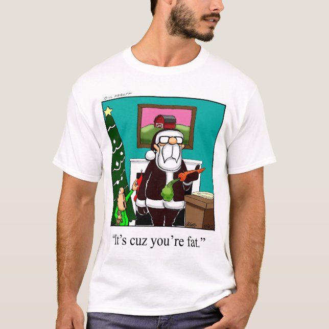 Funny Christmas Santa Cartoon T-shirt (Front)