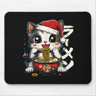 Funny Christmas Santa Cat Ramen Japanese Kawaii An Mouse Pad