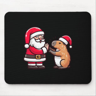 Funny Christmas Santa Claus Capybara High-fiving X Mouse Pad