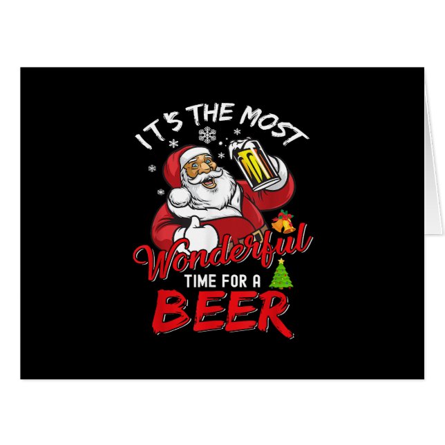 Funny Christmas Santa Claus Drinking Beer Wonderfu (Front Horizontal)