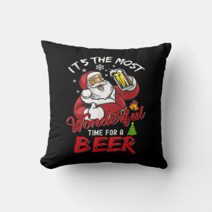 Funny Christmas Santa Claus Drinking Beer Wonderfu Cushion