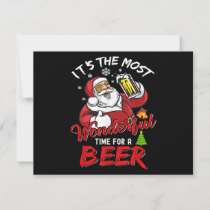Funny Christmas Santa Claus Drinking Beer Wonderfu Holiday Card