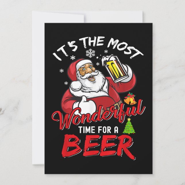 Funny Christmas Santa Claus Drinking Beer Wonderfu Invitation (Front)