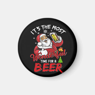 Funny Christmas Santa Claus Drinking Beer Wonderfu Magnet