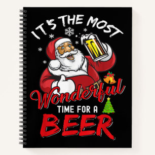 Funny Christmas Santa Claus Drinking Beer Wonderfu Notebook
