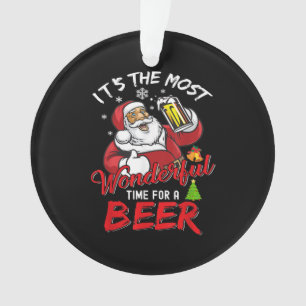 Funny Christmas Santa Claus Drinking Beer Wonderfu Ornament