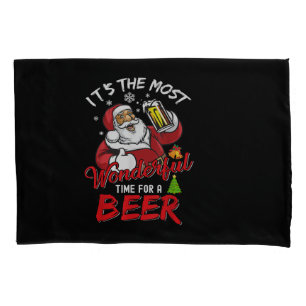 Funny Christmas Santa Claus Drinking Beer Wonderfu Pillowcase