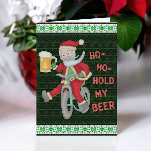 Funny Christmas Santa Claus Hold My Beer Humour Card