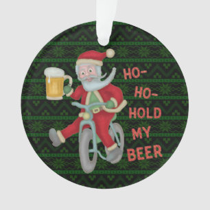 Funny Christmas Santa Claus Hold My Beer Humour Ornament