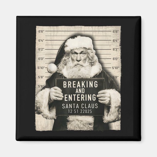 Funny Christmas Santa Claus Humor Mugshot Xmas Men Magnet (Front)