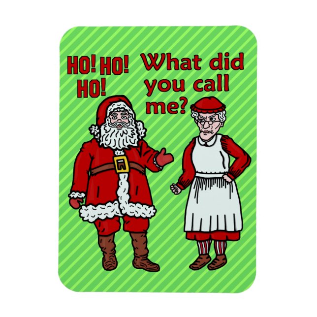 Funny Christmas Santa Claus & Mrs Holiday Joke Magnet (Vertical)