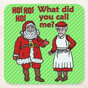 Funny Christmas Santa Claus & Mrs Holiday Party Square Paper Coaster