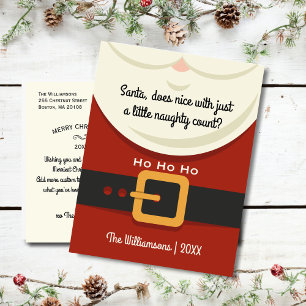 Funny Christmas Santa Claus Naughty & Nice Holiday Postcard