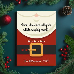 Funny Christmas Santa Claus Naughty & Nice Photo Holiday Card