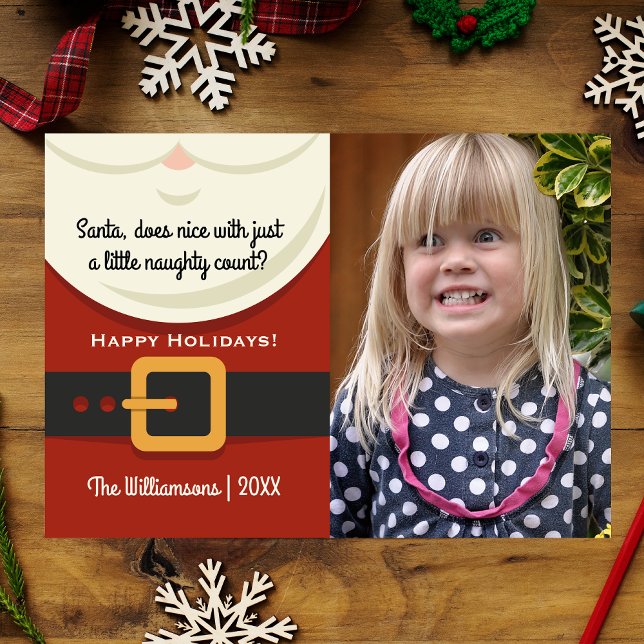 Funny Christmas Santa Claus Naughty & Nice Photo Holiday Card (Creator Uploaded)