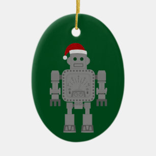 funny christmas santa claus robot ceramic ornament