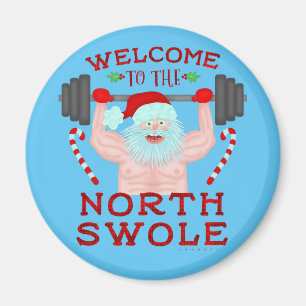 Funny Christmas Santa Claus Swole Weightlifter Magnet
