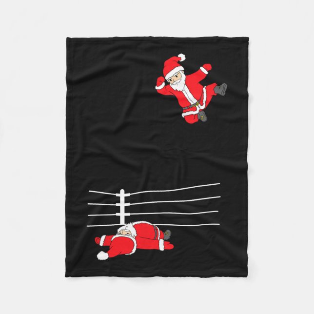 Funny Christmas Santa Claus Wrestling Xmas  Fleece Blanket (Front)
