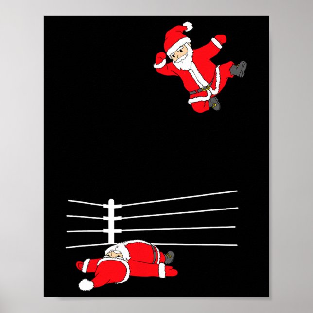 Funny Christmas Santa Claus Wrestling Xmas  Poster (Front)