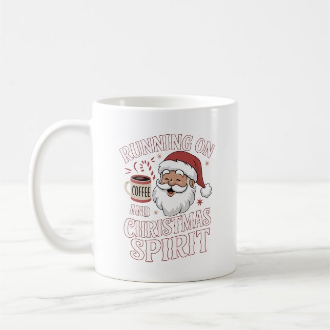 Funny Christmas Santa Coffee Lover Design Mug (Left)