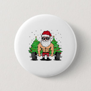 Funny Christmas Santa Deadlift Xmas Weightlift Gym 6 Cm Round Badge