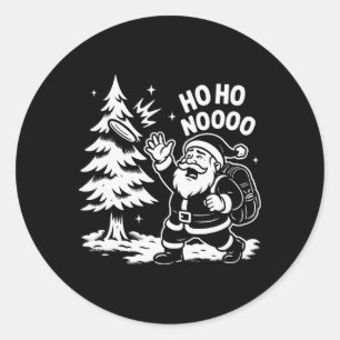 Funny Christmas Santa Disc Golf Ho Ho Noooo Holida Classic Round Sticker