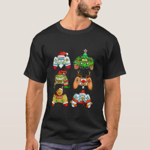 Funny Christmas Santa Elf Gaming Controllers Gamer T-Shirt