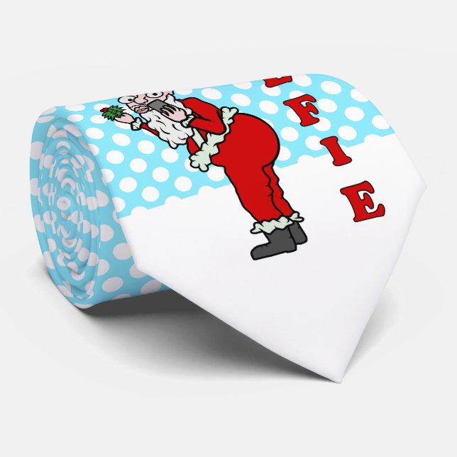 Funny Christmas Santa Elfie Tie (Rolled)