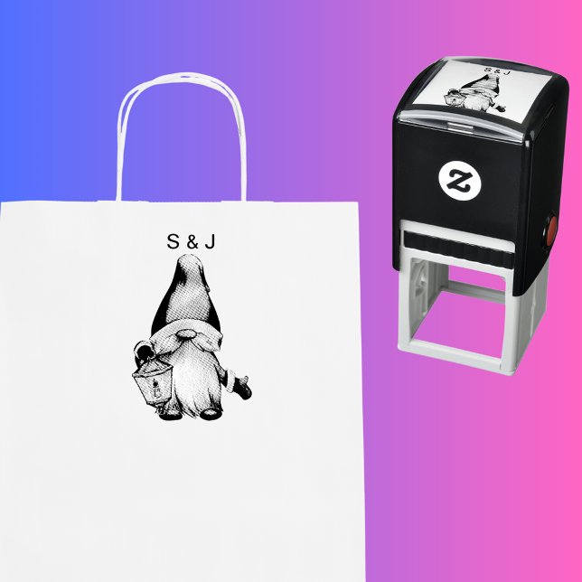 Funny Christmas Santa Gnome Couples Monogram Self-inking Stamp (Funny Christmas Santa Gnome Couples Monogram Self-inking Stamp)