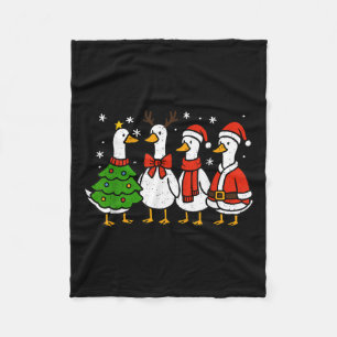 Funny Christmas Santa Goose Silly Merry Goosemas X Fleece Blanket