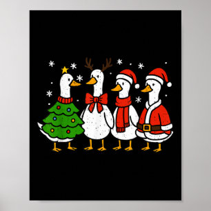 Funny Christmas Santa Goose Silly Merry Goosemas X Poster