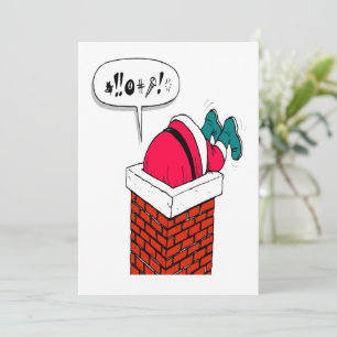 Funny Christmas Santa got Stuck Holiday Card