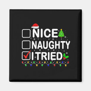 Funny Christmas Santa Hat Xmas Lights Nice Naughty Magnet