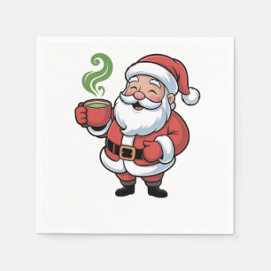 Funny Christmas Santa Hoolding a Matcha Drink   Napkin