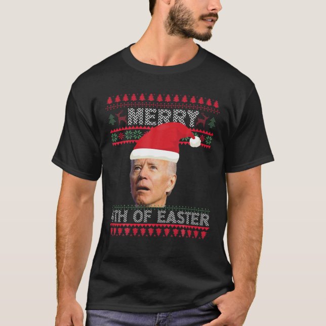 Funny Christmas - Santa Joe Biden Merry 4Th Of Eas T-Shirt (Front)