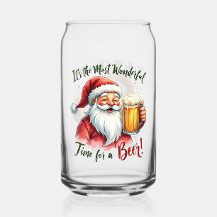 Funny Christmas Santa most wonderful time party Can Glass