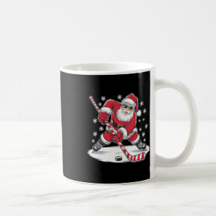 Funny Christmas Santa Playing Ice Hockey Xmas Spor Coffee Mug