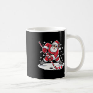 Funny Christmas Santa Playing Ice Hockey Xmas Spor Coffee Mug