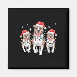 Funny Christmas Santa Reindeer Cute Pitbull Santa Magnet
