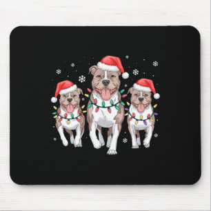 Funny Christmas Santa Reindeer Cute Pitbull Santa Mouse Pad