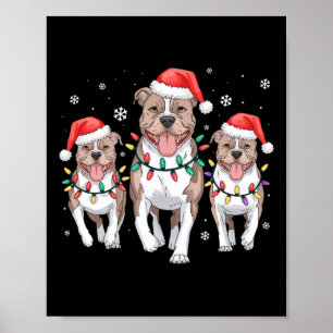 Funny Christmas Santa Reindeer Cute Pitbull Santa Poster
