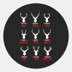 Funny Christmas Santa Reindeer List Pyjamas For De Classic Round Sticker