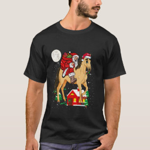 Funny Christmas Santa Riding Horse Xmas Family Paj T-Shirt