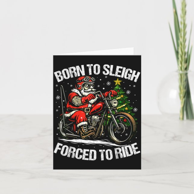 Funny Christmas Santa Riding Motorcycle Bike Biker Card (Front)