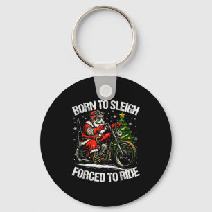 Funny Christmas Santa Riding Motorcycle Bike Biker Key Ring
