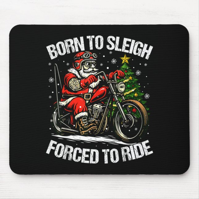 Funny Christmas Santa Riding Motorcycle Bike Biker Mouse Pad (Front)