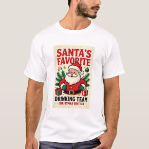 Funny Christmas – Santa’s Favourite Drinking Team T-Shirt