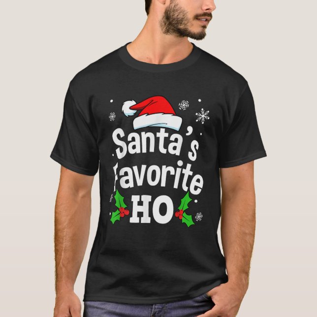 Funny Christmas Santa s Favourite Ho Cute Men Wome T-Shirt (Front)