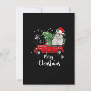 Funny Christmas Santa Shih Tzu Ride Red Truck Xmas Invitation