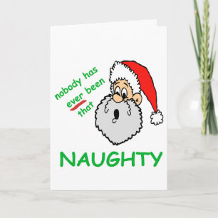 Funny Christmas Santa Shocked Nobody That Naught Holiday Card